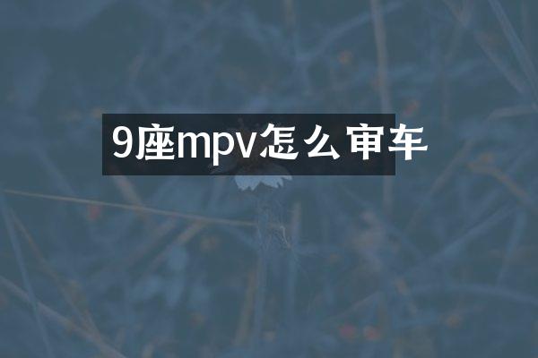 9座mpv怎么审车