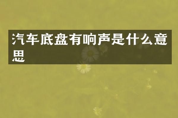 汽车底盘有响声是什么意思