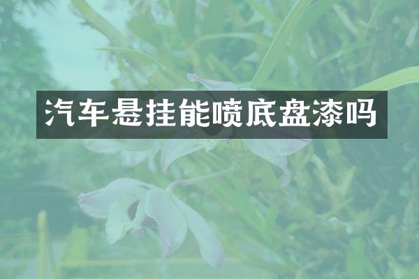 汽车悬挂能喷底盘漆吗