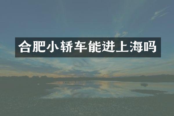 合肥小轿车能进上海吗