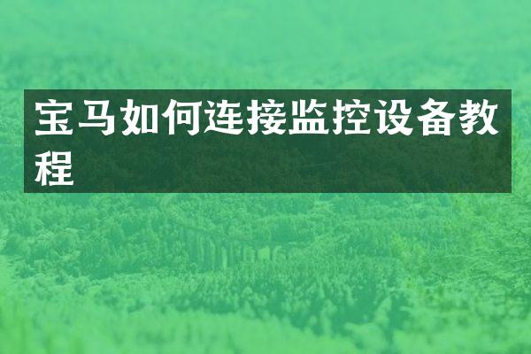 宝马如何连接监控设备教程
