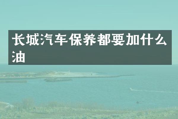 长城汽车保养都要加什么油
