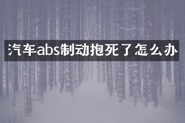 汽车abs制动抱死了怎么办