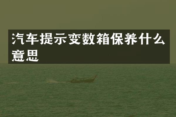 汽车提示变数箱保养什么意思