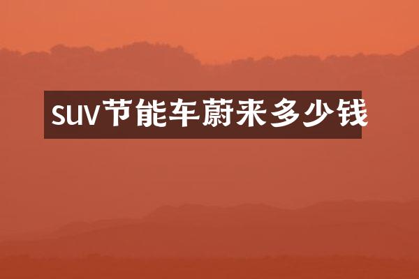 suv节能车蔚来多少钱