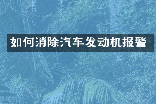 如何消除汽车发动机报警