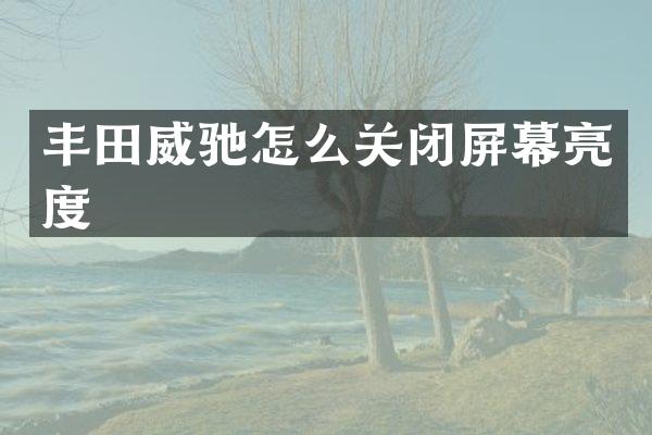 丰田威驰怎么关闭屏幕亮度