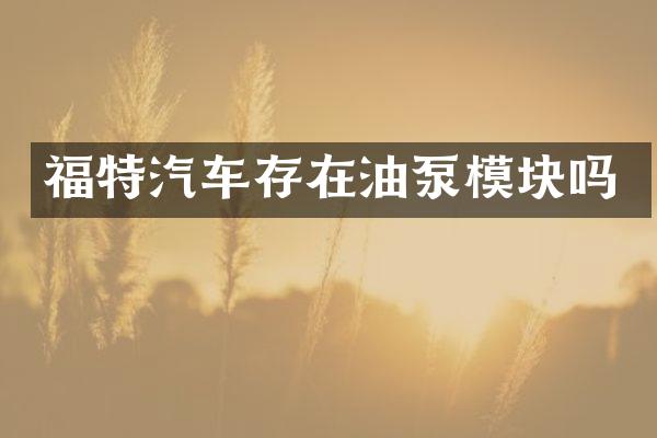 福特汽车存在油泵模块吗