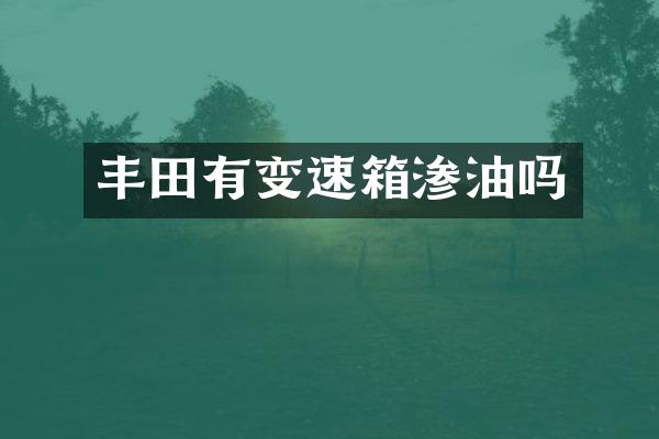 丰田有变速箱渗油吗