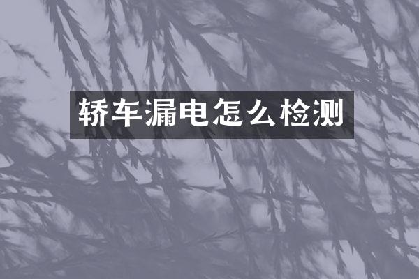 轿车漏电怎么检测