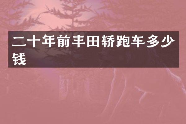 二十年前丰田轿跑车多少钱