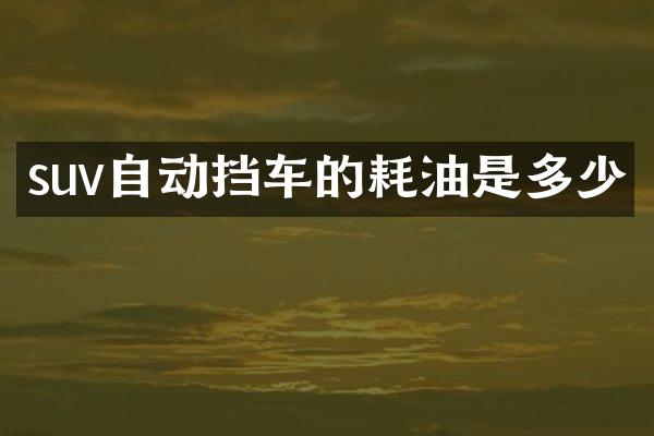 suv自动挡车的耗油是多少