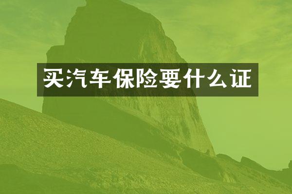 买汽车保险要什么证