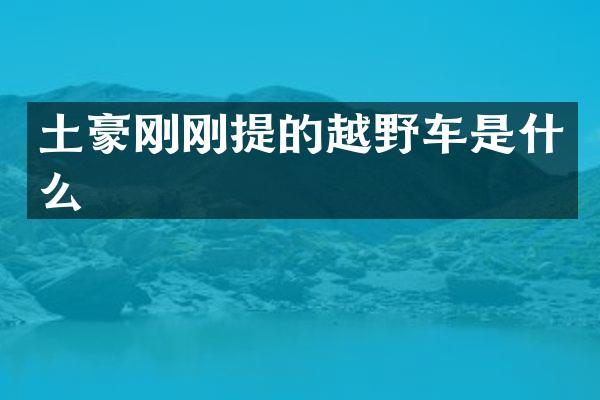土豪刚刚提的越野车是什么