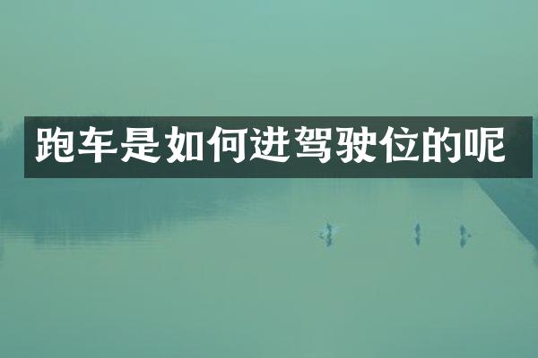 跑车是如何进驾驶位的呢