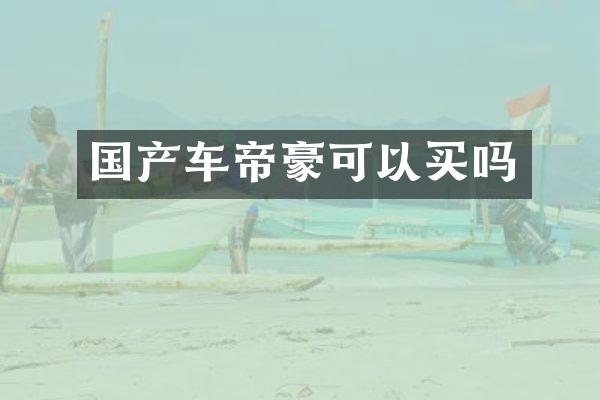 国产车帝豪可以买吗