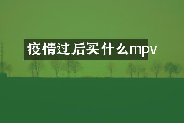 疫情过后买什么mpv