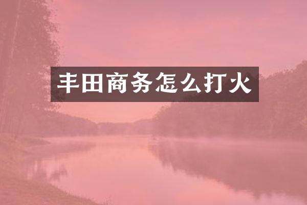 丰田商务怎么打火