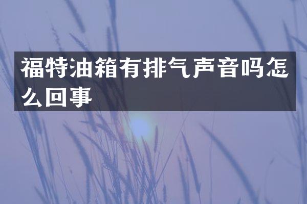 福特油箱有排气声音吗怎么回事