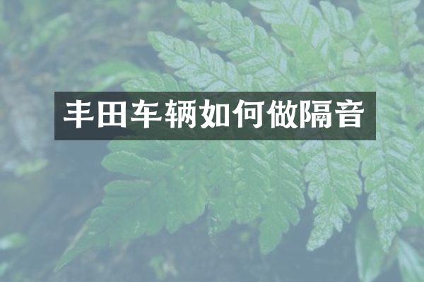 丰田车辆如何做隔音