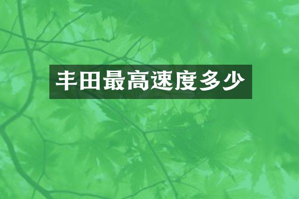丰田最高速度多少
