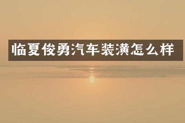 临夏俊勇汽车装潢怎么样