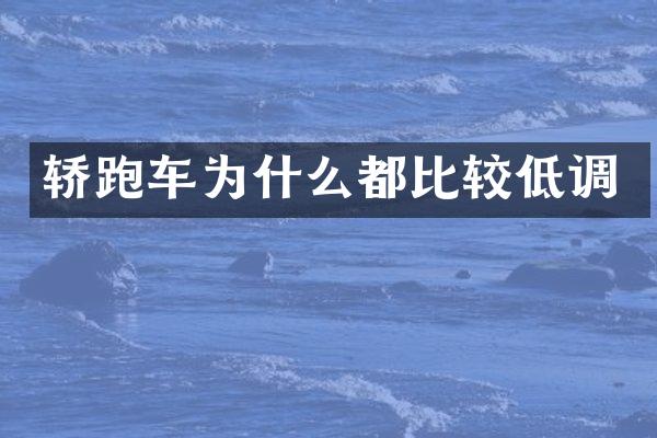 轿跑车为什么都比较低调