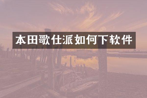 本田歌仕派如何下软件