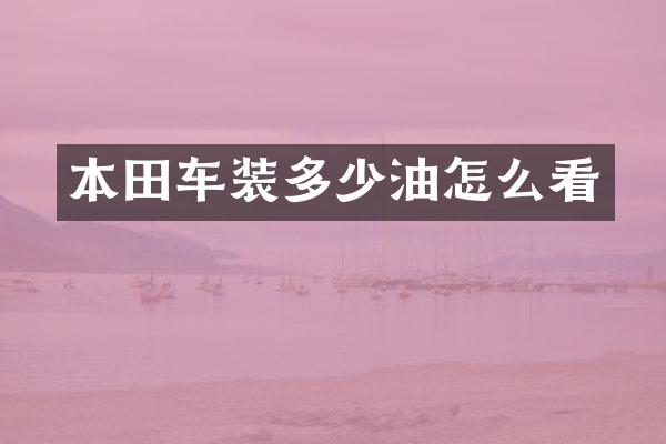 本田车装多少油怎么看