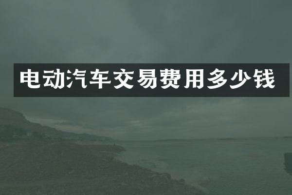 电动汽车交易费用多少钱
