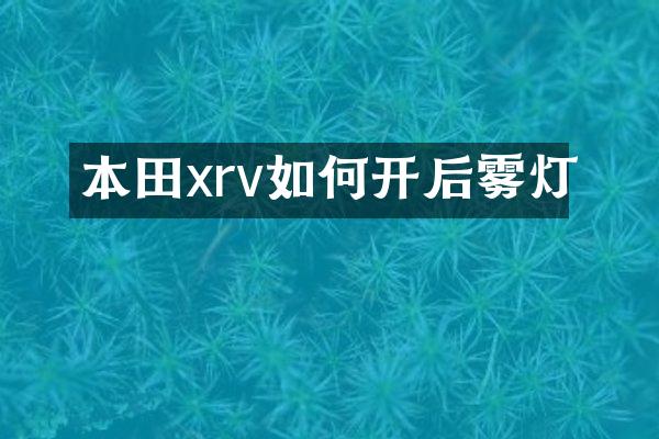 本田xrv如何开后雾灯