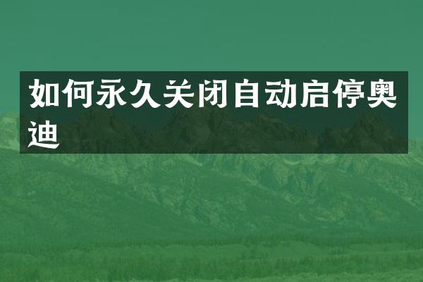 如何永久关闭自动启停奥迪