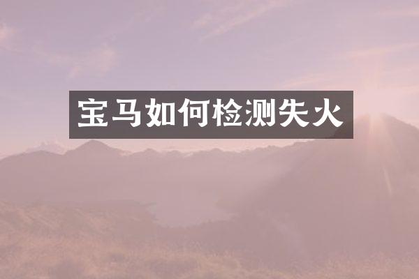 宝马如何检测失火