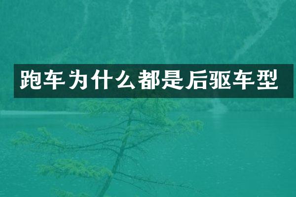 跑车为什么都是后驱车型