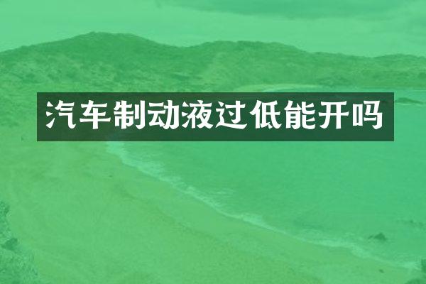 汽车制动液过低能开吗