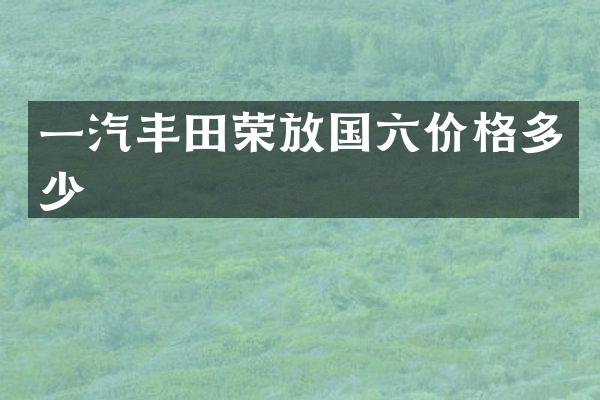 一汽丰田荣放国六价格多少