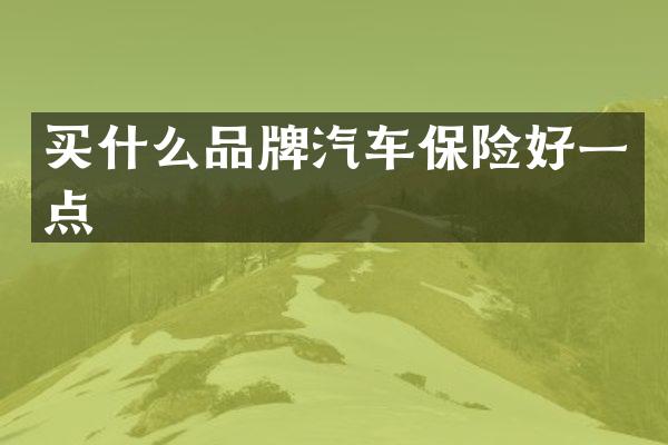 品牌汽车保险好一点