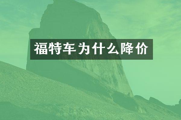 福特车为什么降价