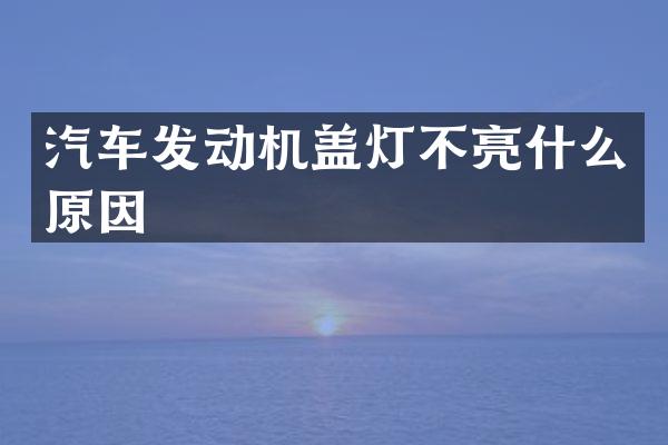 汽车发动机盖灯不亮什么原因