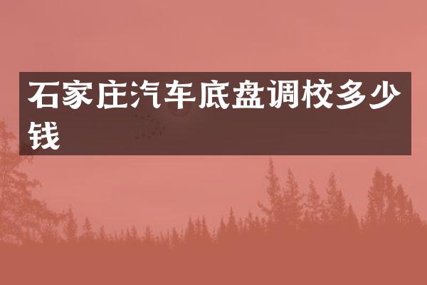 石家庄汽车底盘调校多少钱