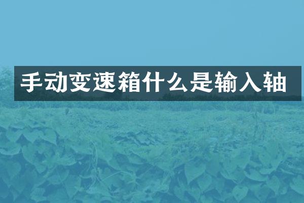 手动变速箱什么是输入轴