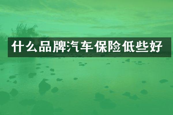 什么品牌汽车保险低些好