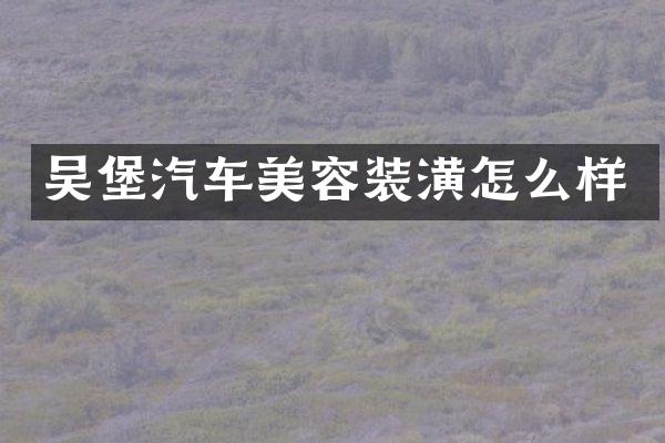 吴堡汽车美容装潢怎么样