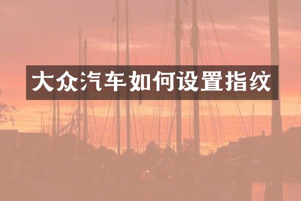 大众汽车如何设置指纹