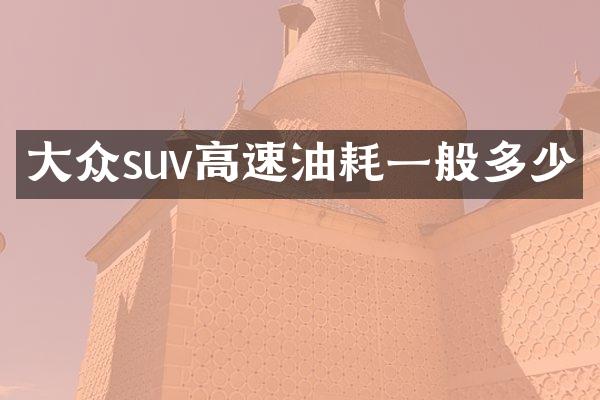 大众suv高速油耗一般多少