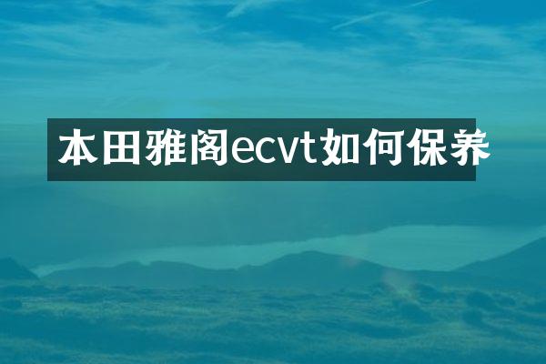 本田雅阁ecvt如何保养