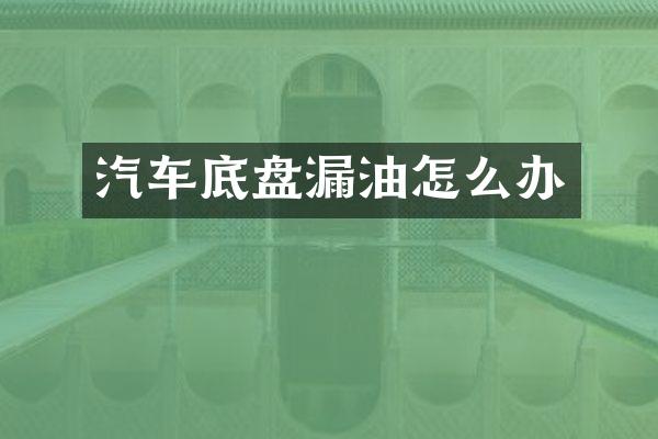 汽车底盘漏油怎么办