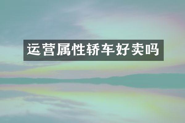 运营属性轿车好卖吗