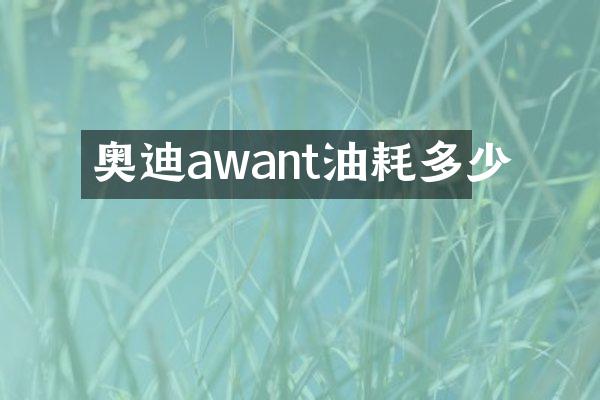 奥迪awant油耗多少