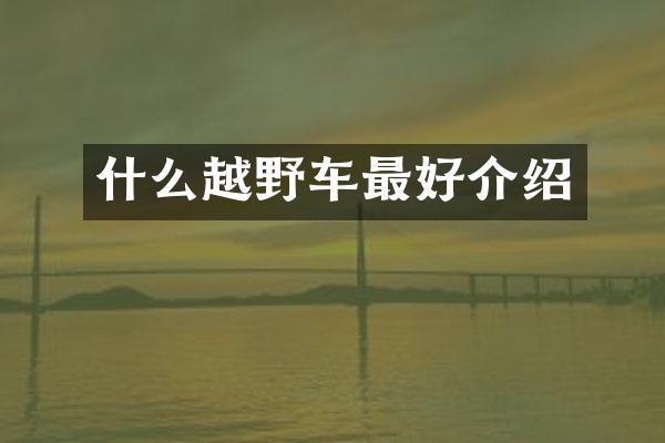 什么越野车最好介绍